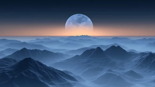 Mystical Mountains and Moon Art