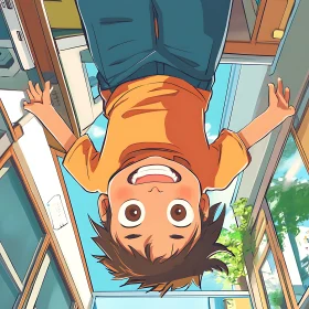 Anime Child Hanging Upside Down