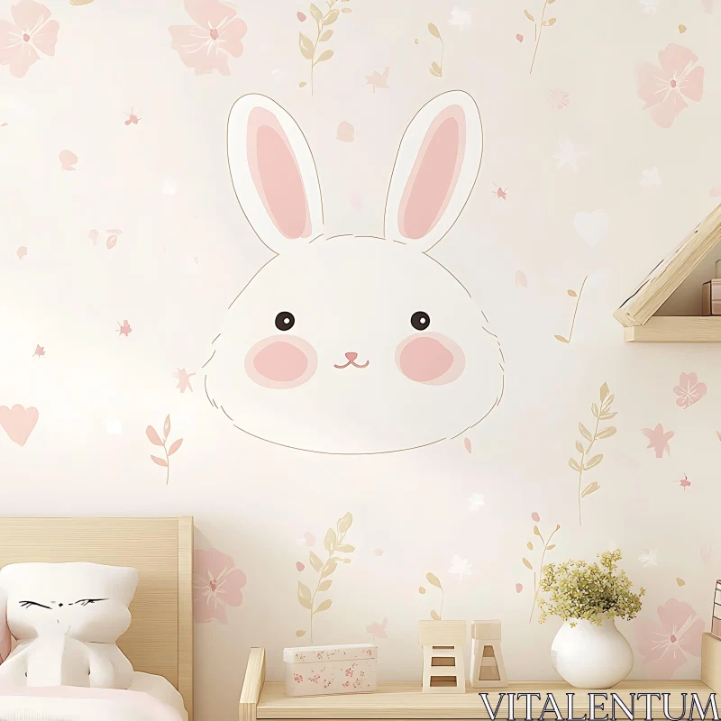 AI ART Rabbit Illustration in Child's Room