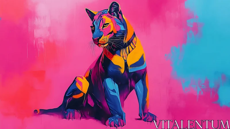 Colorful Cougar Illustration AI Image