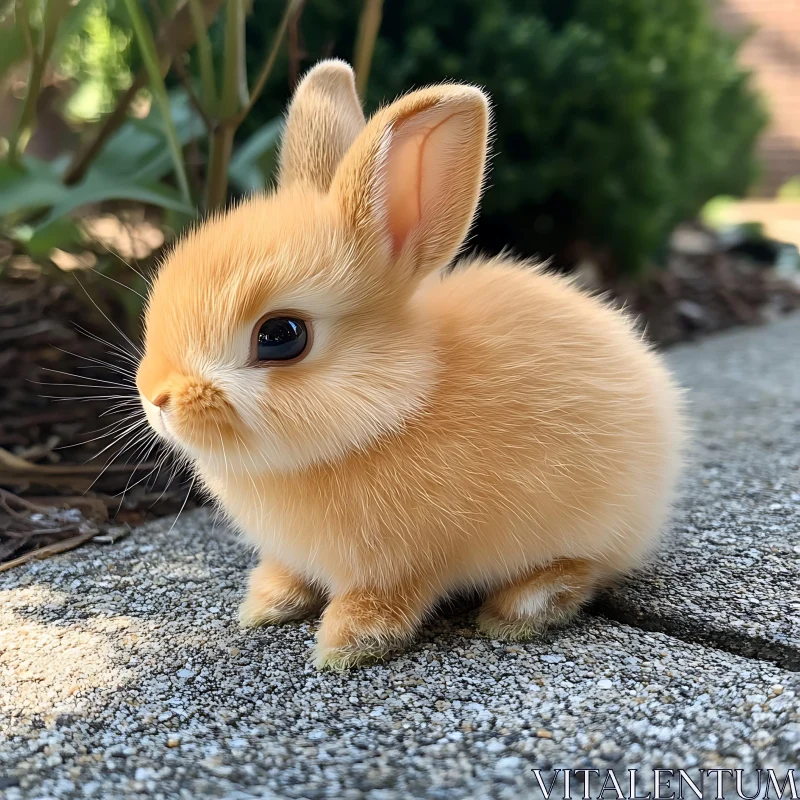 Adorable Golden Rabbit on Stone AI Image