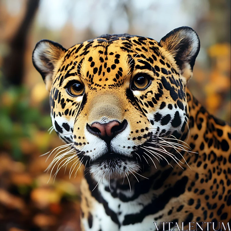 Golden Jaguar Face with Black Spots AI Image