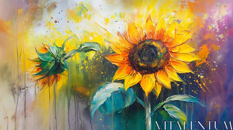 Textured Sunflower Bloom Impression AI Image