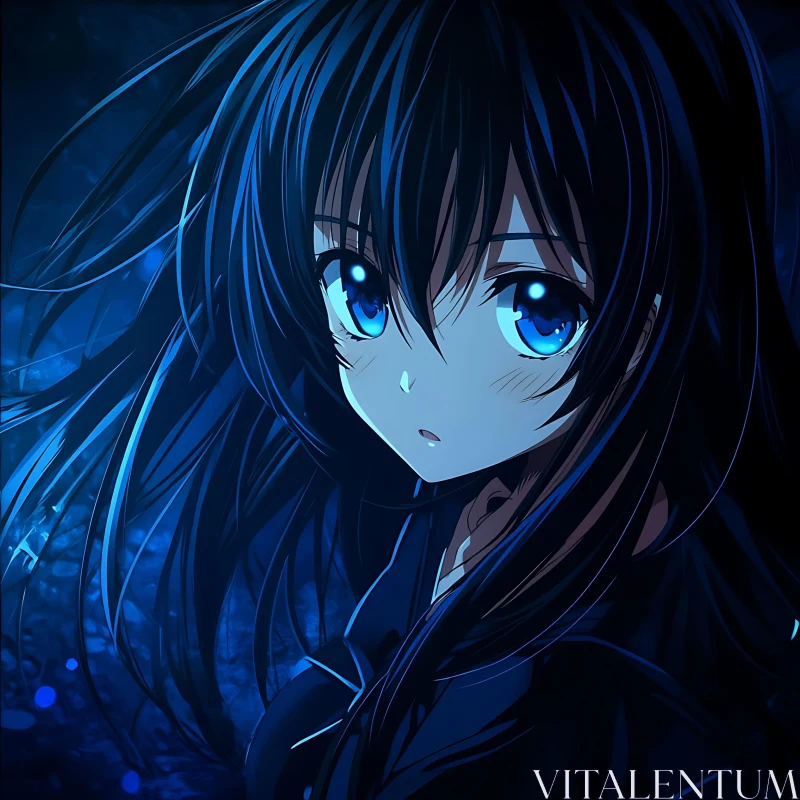 Ethereal Anime Girl with Striking Blue Eyes AI Image