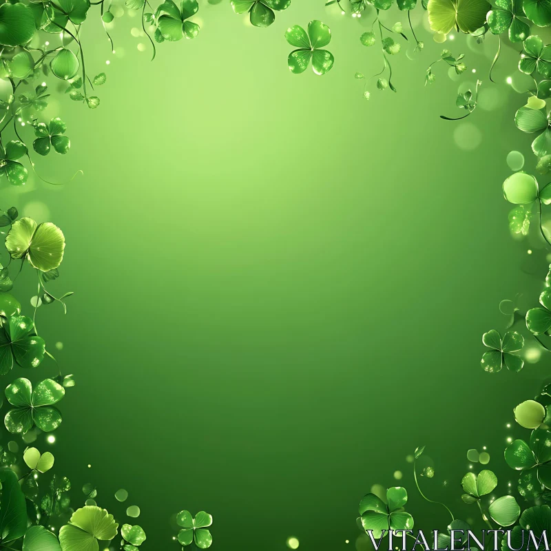 Four Leaf Clover Background Art AI Image