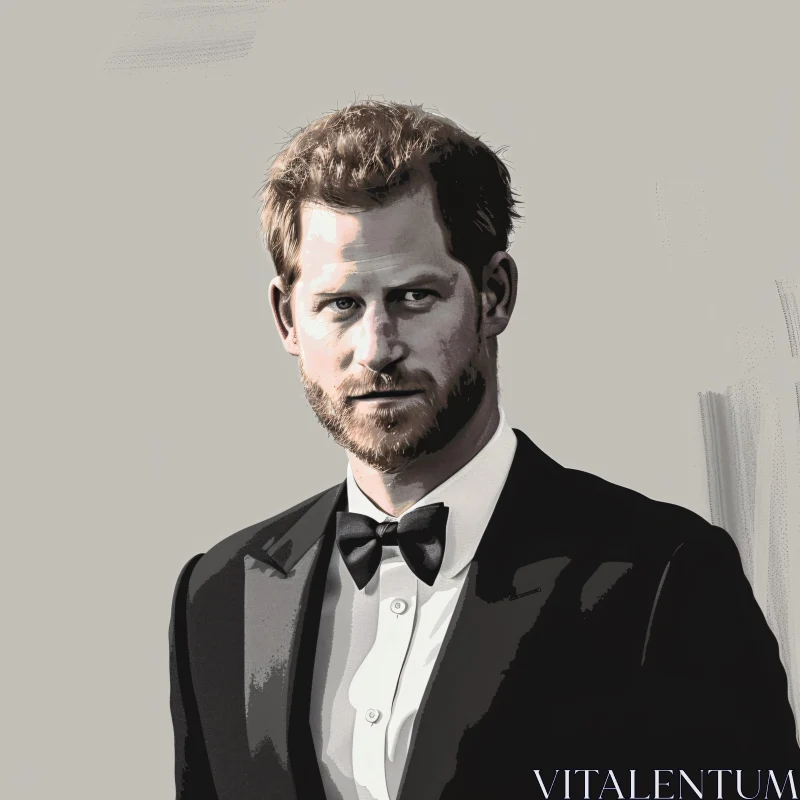 Prince Harry Monochromatic Portrait AI Image