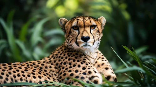 Resting Cheetah among Greenery