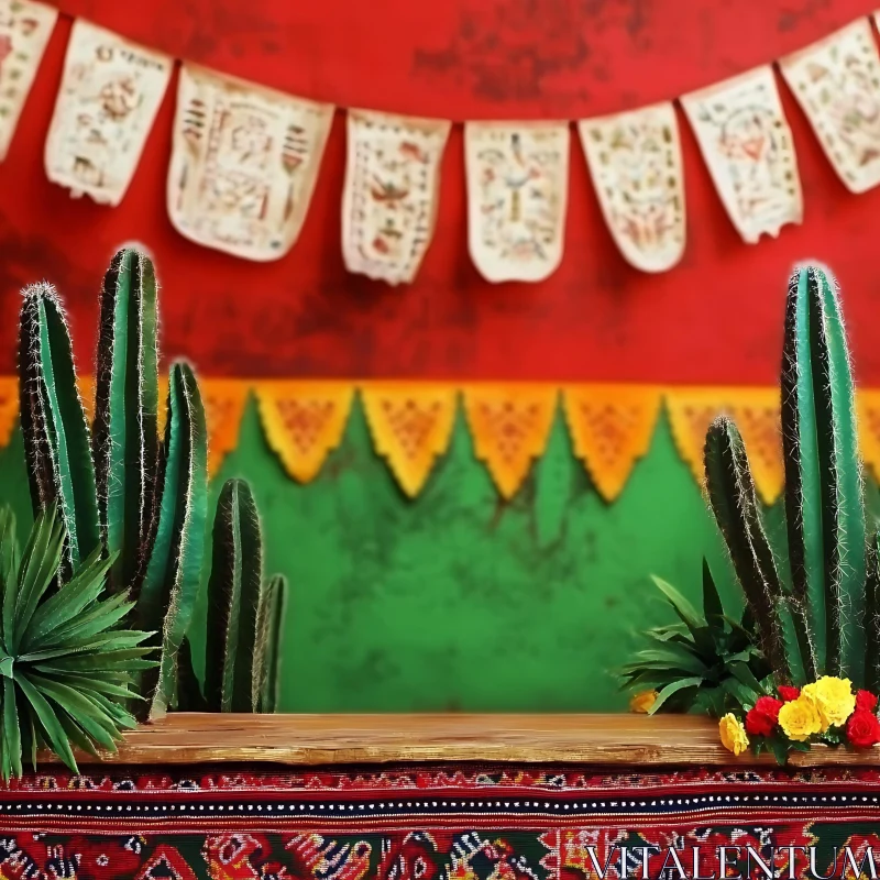 AI ART Colorful Fiesta Scene with Traditional Decorations