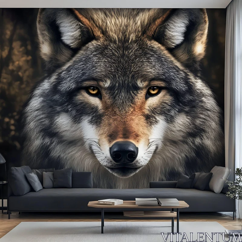 AI ART Intense Wolf Gaze Home Decor