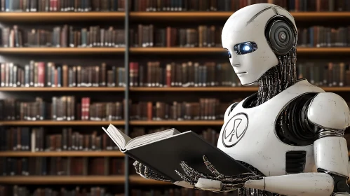 AI Robot Studying in Library