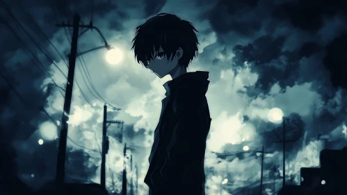 Somber Night Anime Illustration