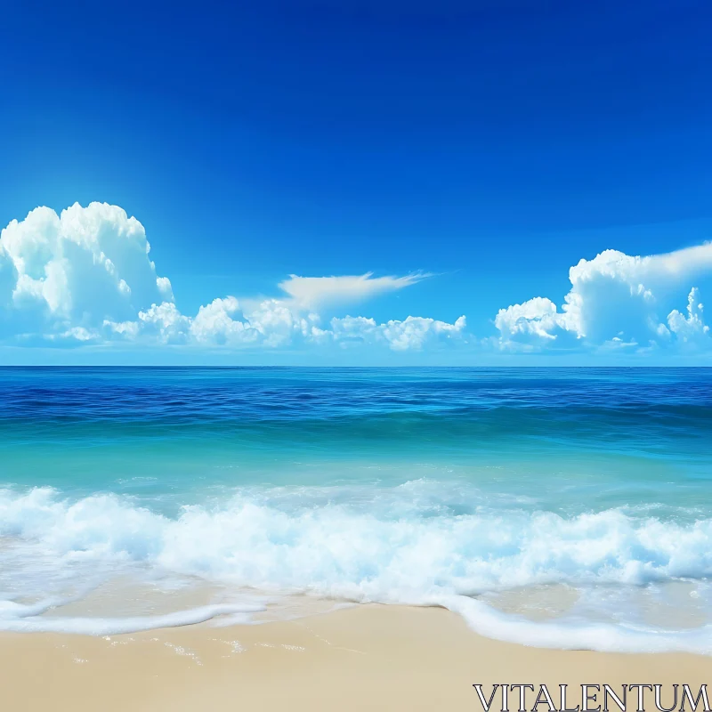 AI ART Seascape with Waves and White Sand