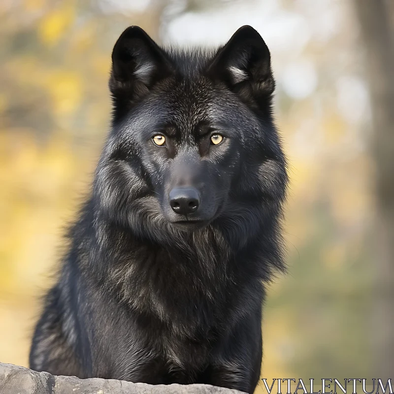 Portrait of a Black Wolf AI Image