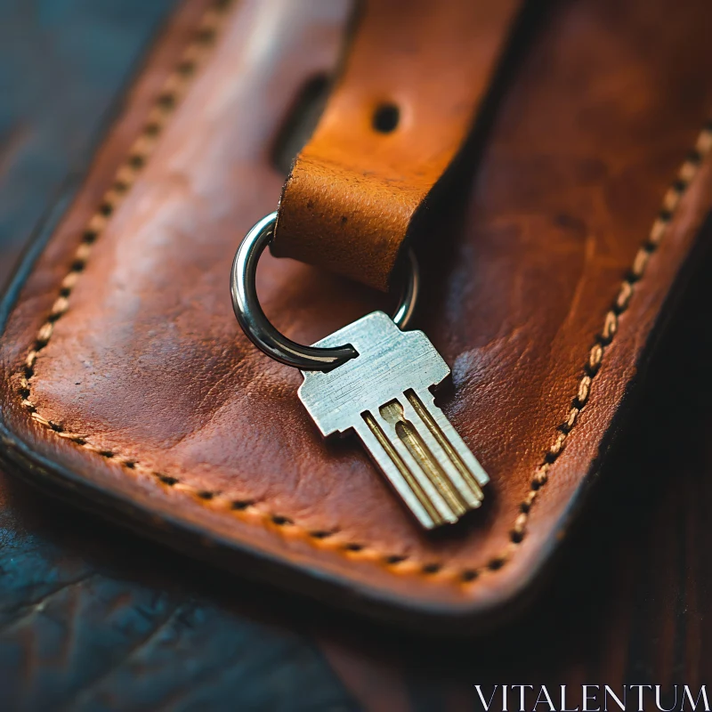Elegant Leather Keyring Still Life AI Image