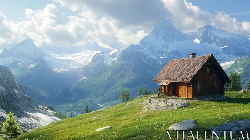 AI ART Cabin in the Mountains