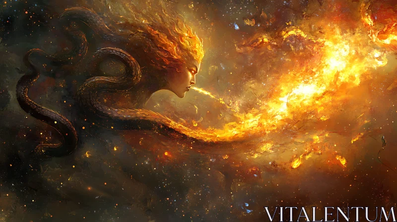 Celestial Fire Serpent AI Image