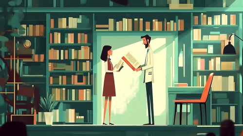 Stylized Library Scene with Book Exchange