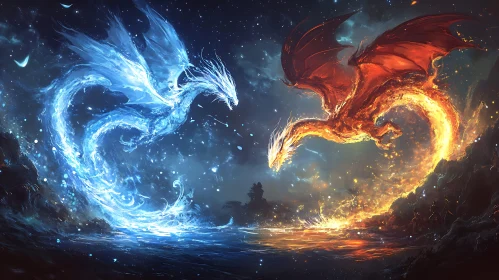 Ice and Fire Dragons Confrontation