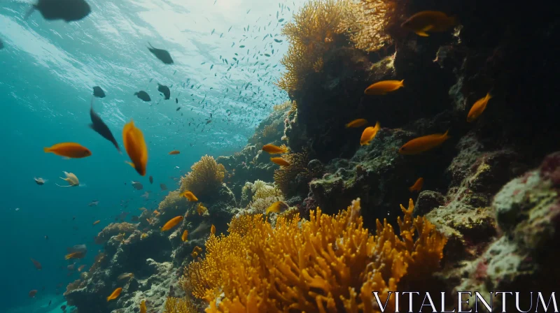 Underwater Coral Reef with Fishes AI Image