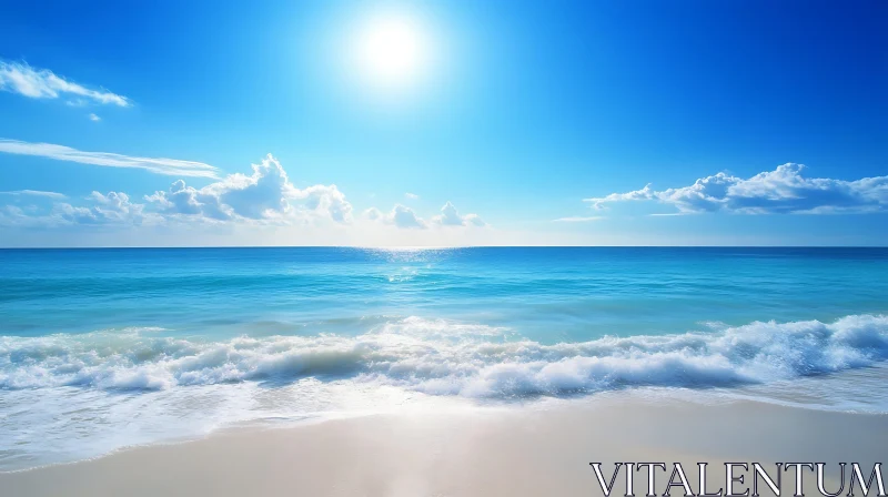 AI ART Peaceful Beach Scene with Blue Sky