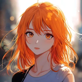 Captivating Anime Woman with Fiery Hair