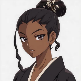 Traditional Anime Portrait of a Graceful Woman