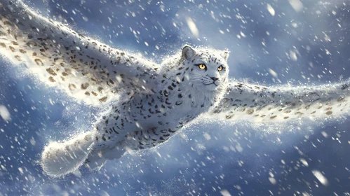 Winged Snow Leopard Soaring