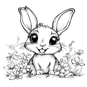 Charming Rabbit and Floral Design