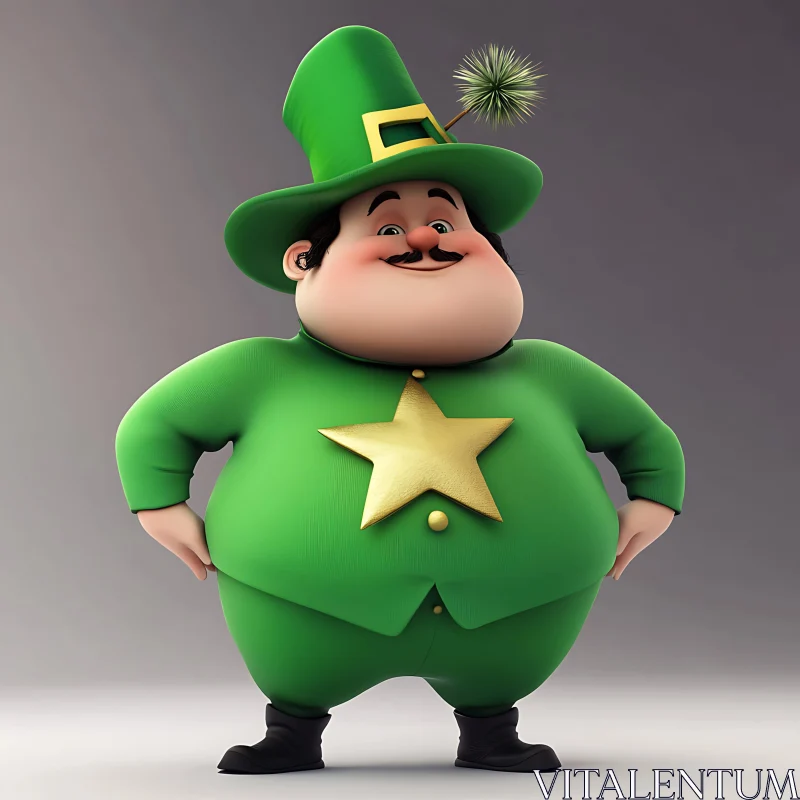 AI ART Cartoon Leprechaun with Golden Star