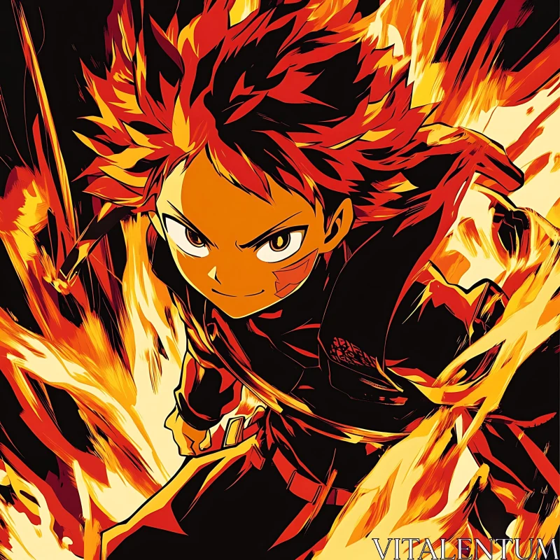 Fiery Anime Hero AI Image