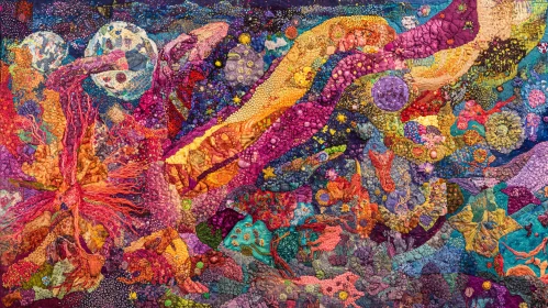 Colorful Fiber Art: Abstract Composition