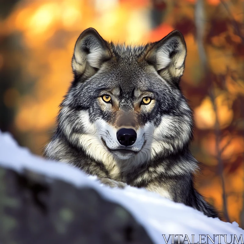 Winter Wolf Close-Up AI Image