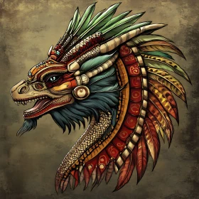 Feathered Aztec Dragon Illustration