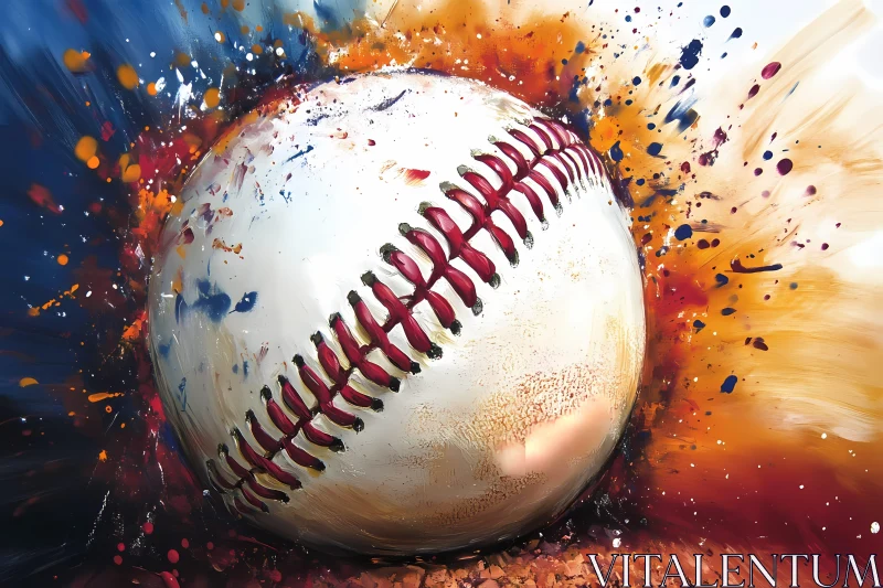 AI ART Dynamic Abstract Baseball Art with Vibrant Colors  AI Generated Image