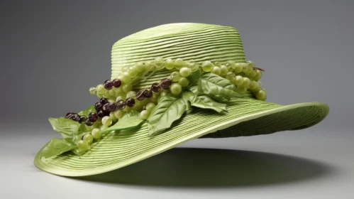 Exquisite Green Hat with Grapes - Unique Composition