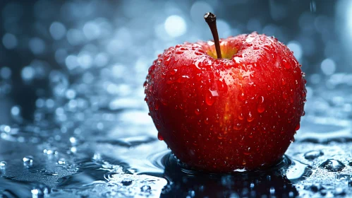 Wet Red Apple Still Life