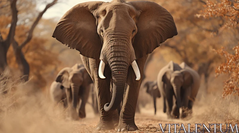 Sepia-toned Elephants on the Move in Africa AI Image