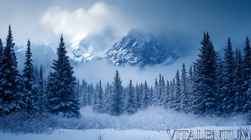 AI ART Winter Mountain Serenity