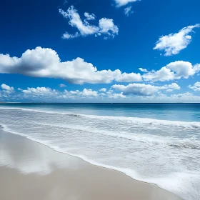 Tranquil Ocean View with White Clouds