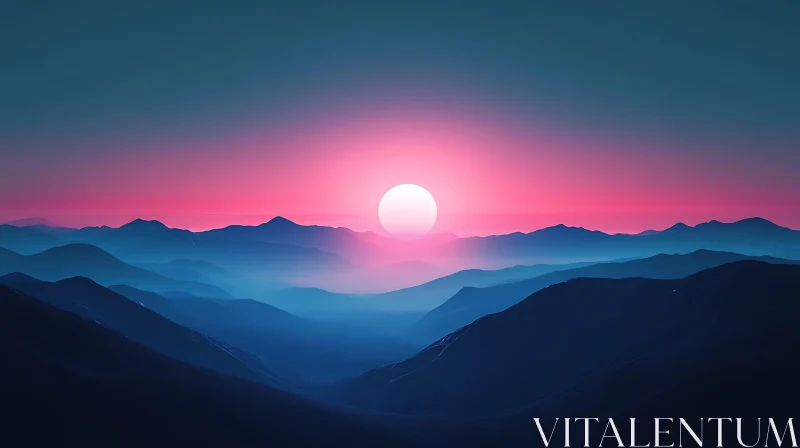 Mountain Range at Dusk AI Image