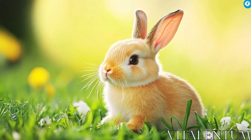 Cute Rabbit on Grassy Field AI Image