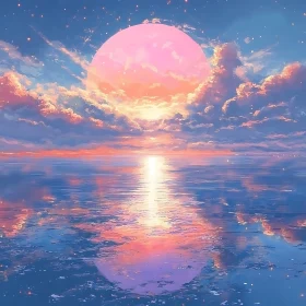 Serene Pink Sunset Seascape