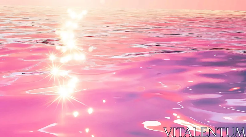 Pink Ocean Shimmering in Sunlight AI Image