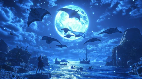 Nocturnal Flight of Manta Rays