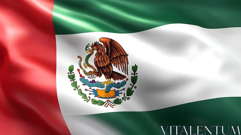 Symbolic Mexican Flag Flowing Elegantly AI Image