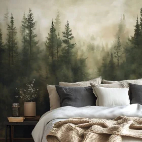 Cozy Bedroom with Nature-Inspired Wall Art