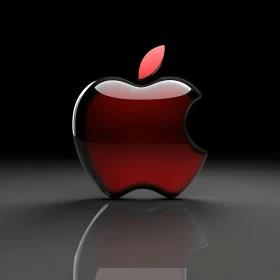 3D Apple with a Bite and Reflections