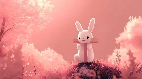 Whimsical Bunny in Pink Paradise