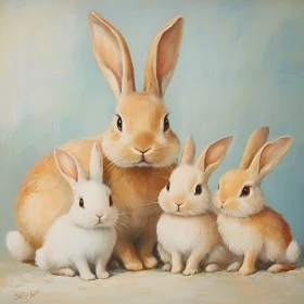 Whimsical Bunny Grouping - Animal Painting