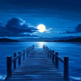 Tranquil Night Pier Under Moonlight